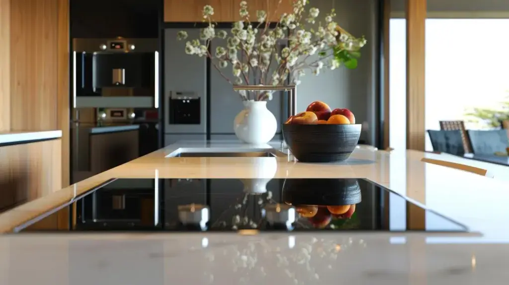 Interior Of Modern Kitchen With White Marble Count 5867C705190688A20Cd3